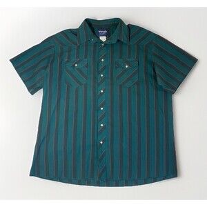 Vintage Pearl Snap Wrangler Western Shirt Cowboy Mens Size 2XLT